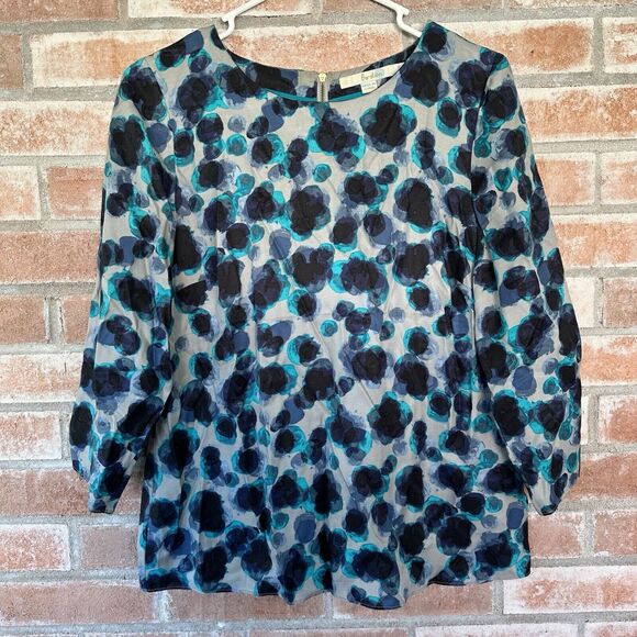 Boden Eliza Silk Blend Watercolor Print Blouse Blue Size 6 - Picture 1 of 9